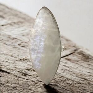 Rainbow Moonstone Silver Gemstone Ring Size 7